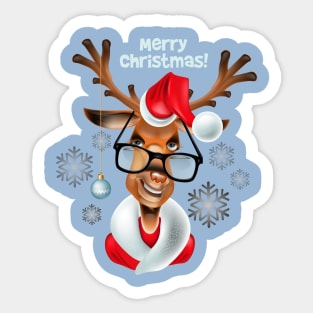 Reindeer Santa Claud - Merry Christmas Sticker